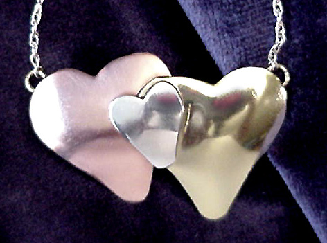 Three color heart necklace